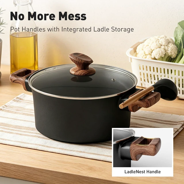 Alt view image 6 of 7 - DishDelight 10PCS Ceramic Pots and Pans Set, Kitchen Induction Cookware Set