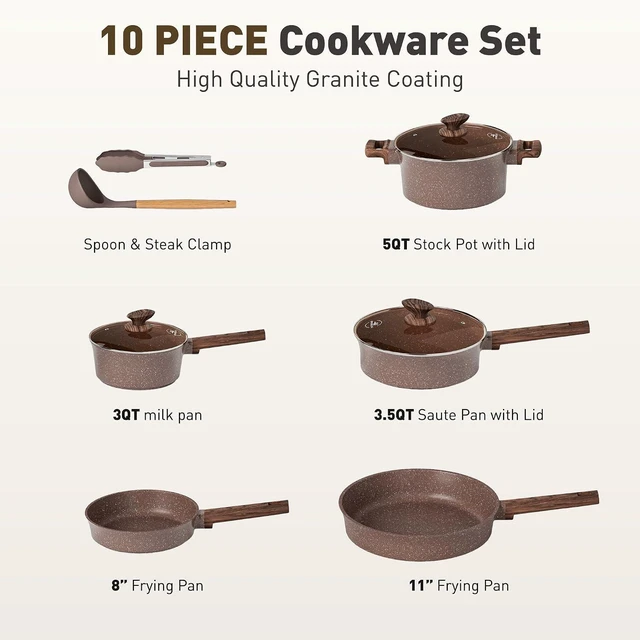 Alt view image 2 of 7 - DishDelight 10 Piece Pots and Pans Set Non Stick, Induction Cookware Set