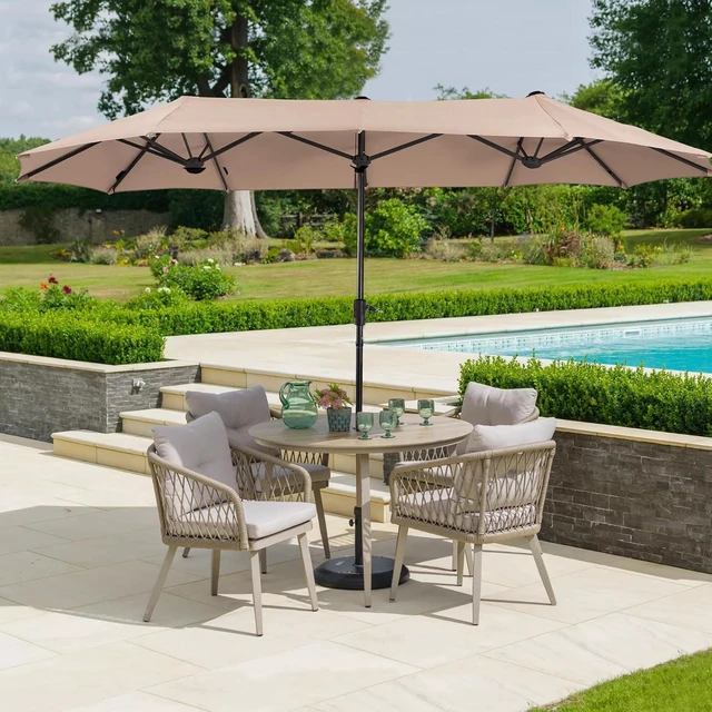 Alt view image 2 of 7 - HERA'S PALACE 13 ft Rectangle Patio Umbrellas Large Outdoor Umbrella with Crank Powerful UV Protective Table Umbrella Outdoor Patio for Backyard, Pool, Garden, Deck