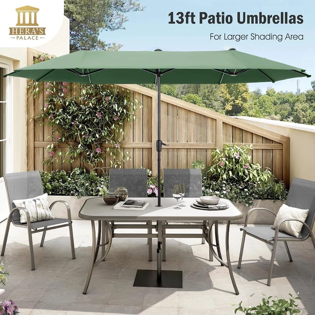 Alt view image 2 of 7 - 13 ft Large Double-Sided Patio Umbrella, Outdoor Umbrella, Mint