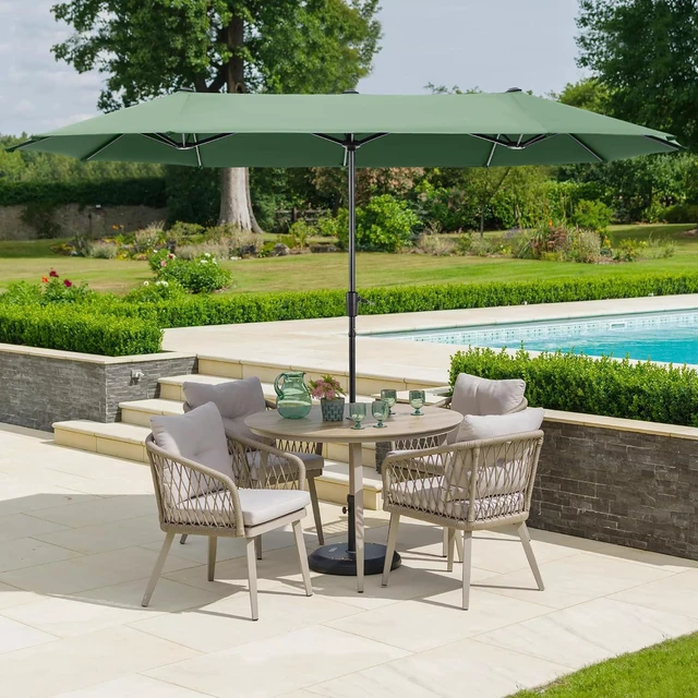 Alt view image 7 of 7 - 13 ft Large Double-Sided Patio Umbrella, Outdoor Umbrella, Mint