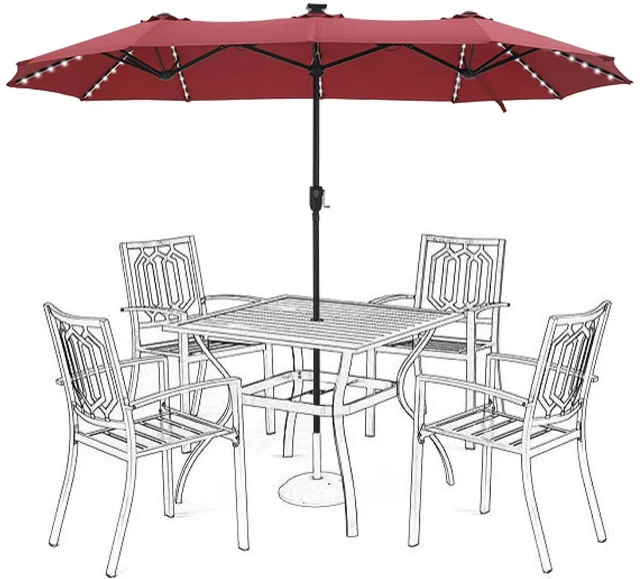 Main image of 13 ft Patio Umbrella with 120 LED Solar Lights Outdoor Umbrella, Red