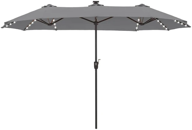 Main image of 13 ft Patio Umbrella with 120 LED Solar Lights Outdoor Umbrella, Gray
