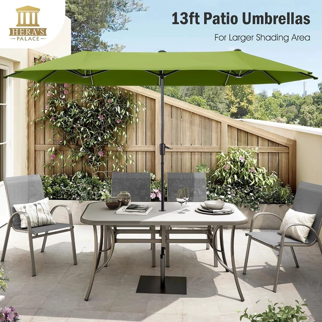 Alt view image 2 of 7 - 13 ft Large Double-Sided Patio Umbrella, Outdoor Umbrella, Lime