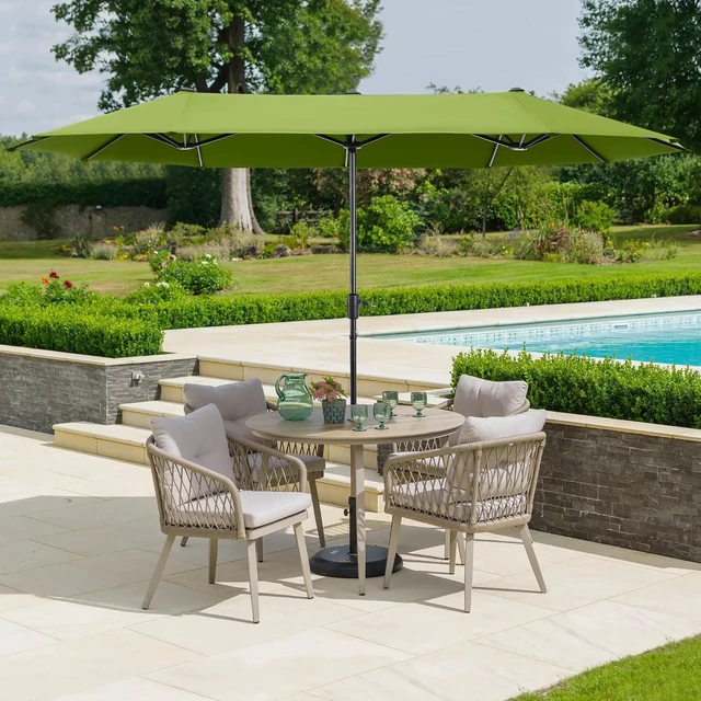 Alt view image 5 of 7 - 13 ft Large Double-Sided Patio Umbrella, Outdoor Umbrella, Lime