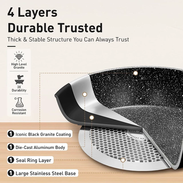 Alt view image 3 of 7 - DishDelight 30 Pcs Pots and Pans Set Non Stick, Granite Induction Cookware
