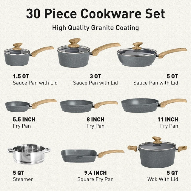 Alt view image 6 of 7 - DishDelight Pots and Pans Set, 30 Piece Nonstick Kitchen Cookware Sets