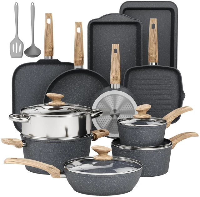 Main image of DishDelight Pots and Pans Set, Nonstick Kitchen Cookware Set, Grey