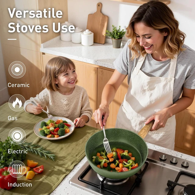 Alt view image 3 of 7 - DishDelight 12 Piece Pots and Pans Set, Nonstick Kitchen Cookware Sets
