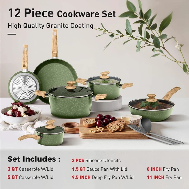 Alt view image 4 of 7 - DishDelight 12 Piece Pots and Pans Set, Nonstick Kitchen Cookware Sets