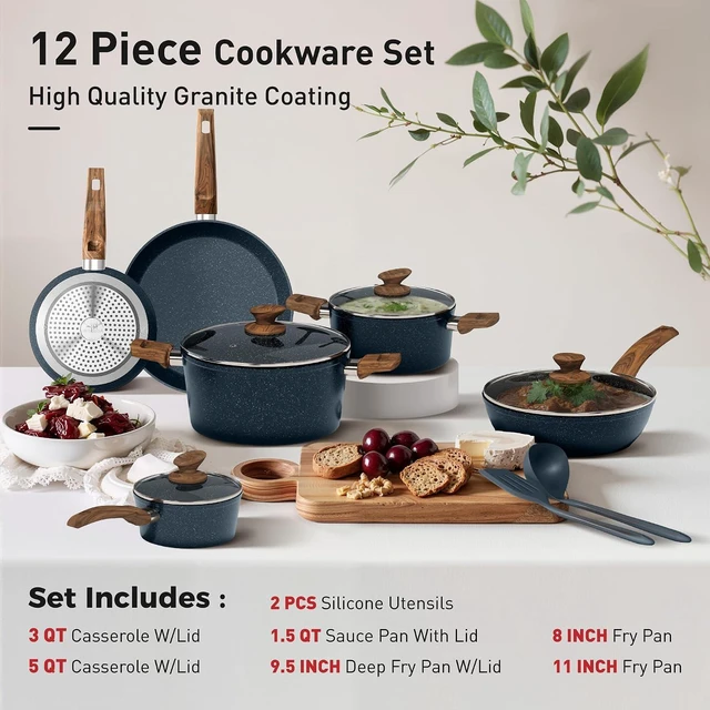Alt view image 6 of 7 - DishDelight 12 Piece Kitchen Pots and Pans Set, Cookware Sets Non Stick