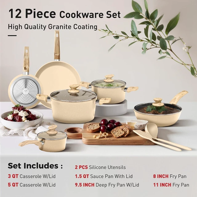 Alt view image 4 of 7 - DishDelight Kitchen Pots and Pans Set, 12 Piece Cookware Sets Non Stick
