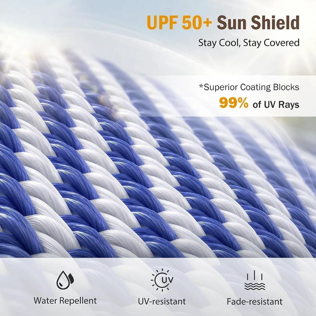 Alt view image 5 of 7 - 7ft Beach Umbrella with Sand Anchor, Fringe Umbrella for Pool, Stripe