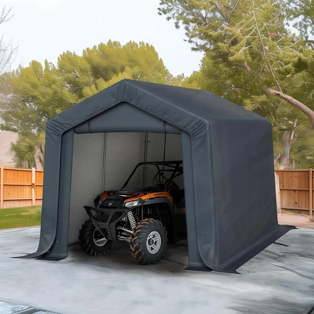 Main image of 8x12ft Heavy Duty Motorcycle Storage Sheds Small Carport