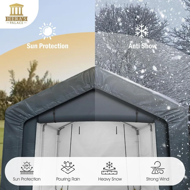 Alt view image 2 of 7 - 8x12ft Heavy Duty Motorcycle Storage Sheds Small Carport