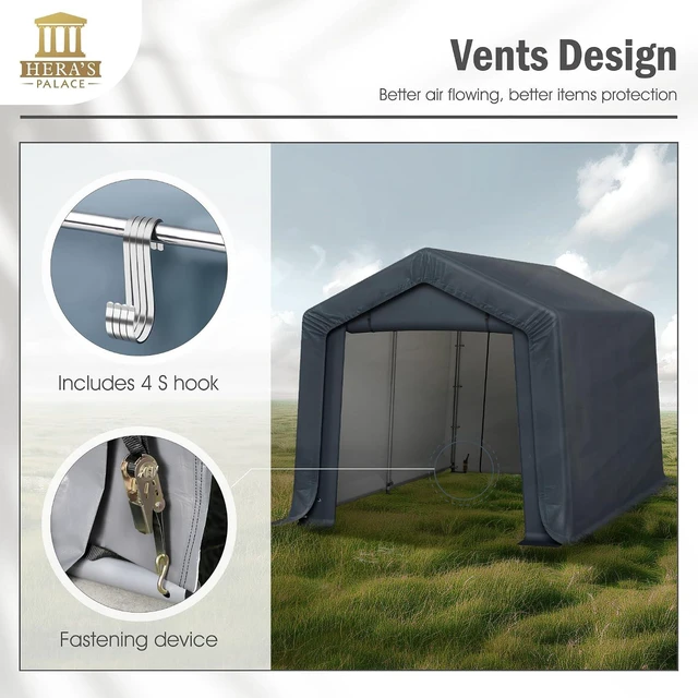 Alt view image 5 of 7 - 8x12ft Heavy Duty Motorcycle Storage Sheds Small Carport
