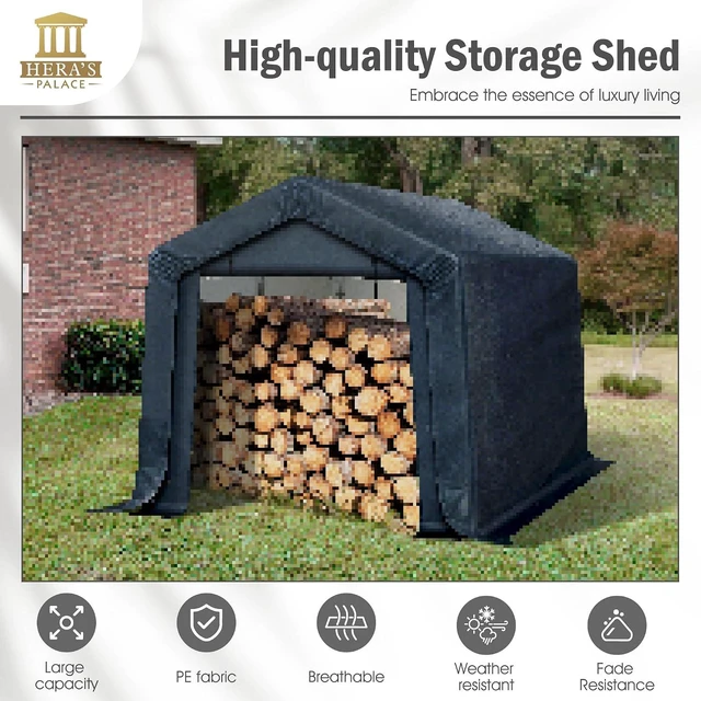 Alt view image 3 of 7 - 8x12ft Heavy Duty Motorcycle Storage Sheds Small Carport