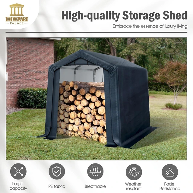 Alt view image 4 of 7 - 6x10ft Heavy Duty Motorcycle Storage Sheds Small Carport