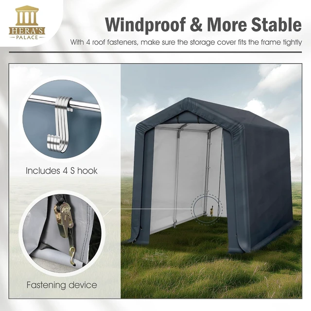 Alt view image 6 of 7 - 6x10ft Heavy Duty Motorcycle Storage Sheds Small Carport