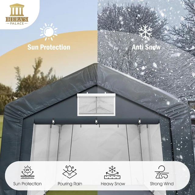 Alt view image 3 of 7 - 10x15ft Heavy Duty Carport Storage Sheds Portable Canopy