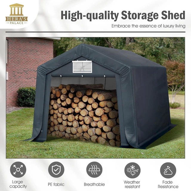 Alt view image 4 of 7 - 10x15ft Heavy Duty Carport Storage Sheds Portable Canopy