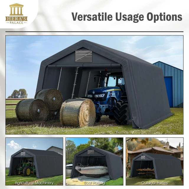 Alt view image 5 of 7 - 13x22ft Heavy Duty Carport Storage Sheds Portable Canopy