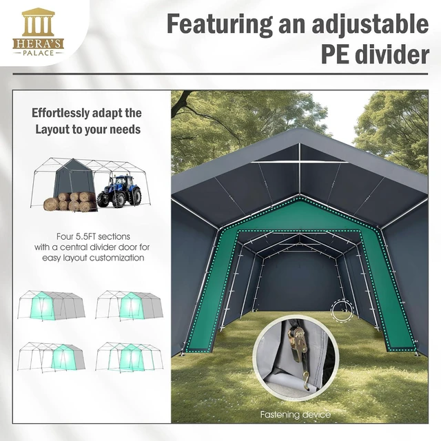 Alt view image 6 of 7 - 13x22ft Heavy Duty Carport Storage Sheds Portable Canopy