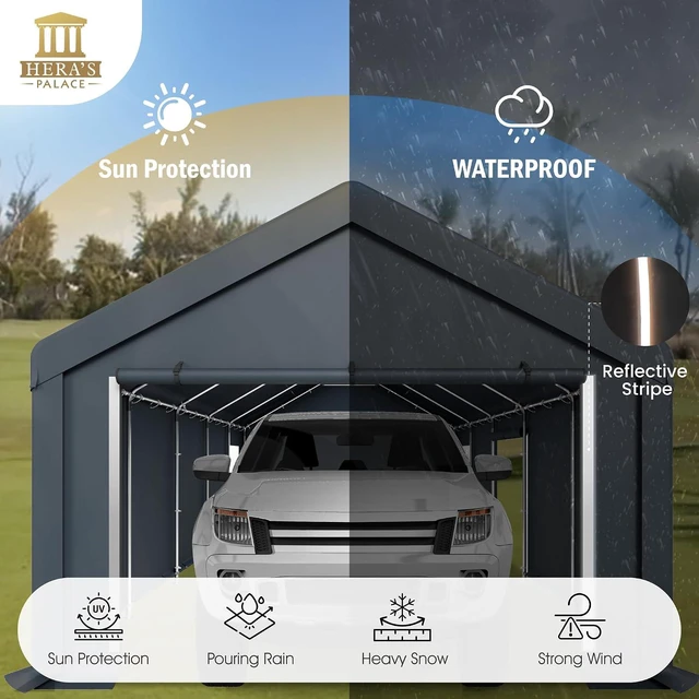 Alt view image 2 of 7 - 13x24ft Heavy Duty Carport Storage Sheds Portable Canopy