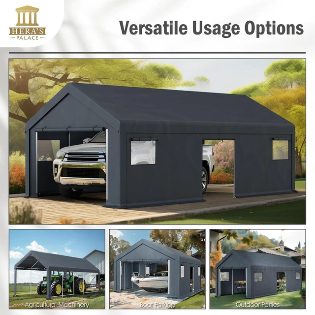Alt view image 4 of 7 - 13x24ft Heavy Duty Carport Storage Sheds Portable Canopy