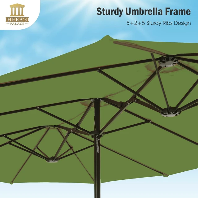 Alt view image 4 of 7 - HERA'S PALACE 15ft Patio Umbrella, Base Included, Rectangular, Lime