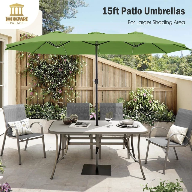 Alt view image 2 of 7 - HERA'S PALACE 15ft Patio Umbrella, Base Included, Rectangular, Lime