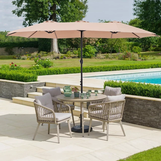 Alt view image 2 of 7 - 15ft Patio Umbrella, Base Included, Rectangular, Beige