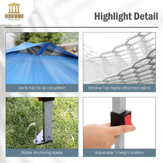 Alt view image 3 of 7 - 10x10 Pop Up Canopy, Outdoor Tent for Patio Event Canopies