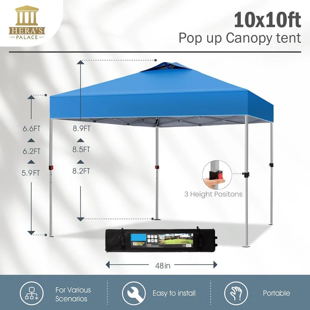 Alt view image 7 of 7 - 10x10 Pop Up Canopy, Outdoor Tent for Patio Event Canopies
