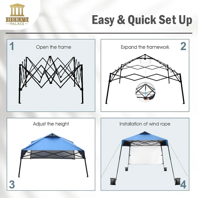 Alt view image 5 of 7 - 8x8ft Pop Up Canopy Tent Event Shade with Sidewall