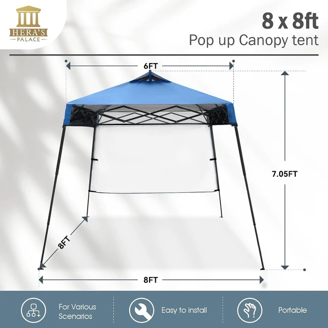 Alt view image 7 of 7 - 8x8ft Pop Up Canopy Tent Event Shade with Sidewall