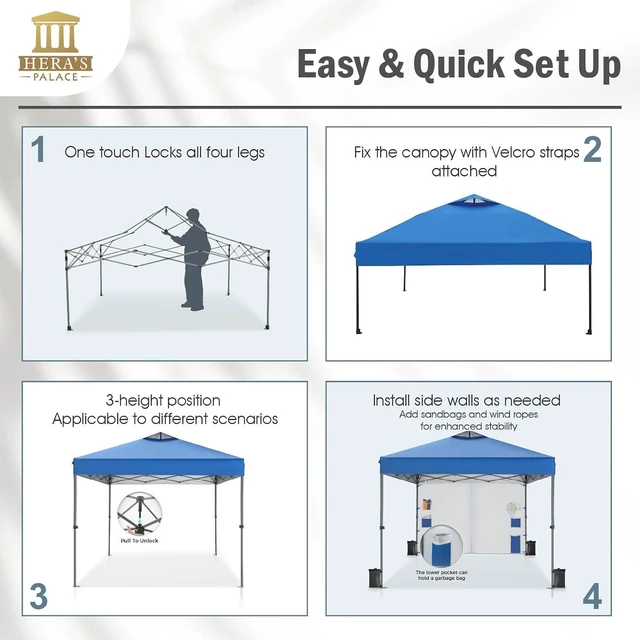 Alt view image 5 of 7 - 10x10ft Pop Up Canopy Tent Event Shade with Sidewall