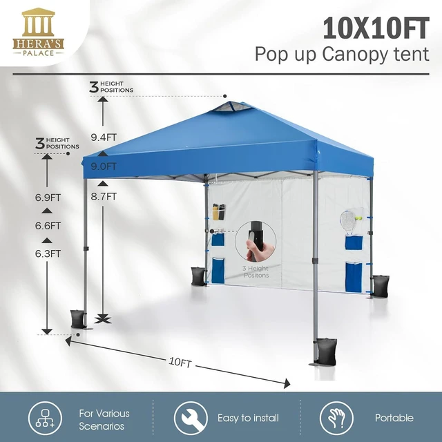 Alt view image 7 of 7 - 10x10ft Pop Up Canopy Tent Event Shade with Sidewall