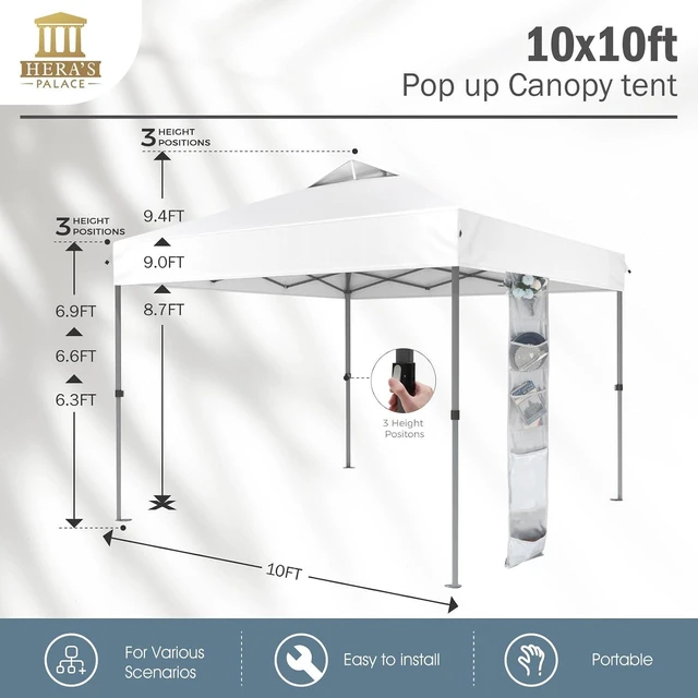 Alt view image 6 of 7 - 10x10ft Pop Up Canopy Tent Portable Outdoor Sun Shelters