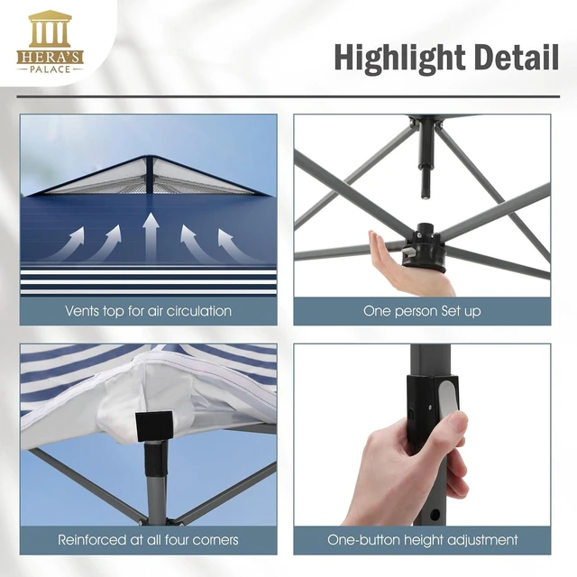 Alt view image 3 of 7 - 10x10ft Pop Up Canopy Tent Portable Outdoor Sun Shelters