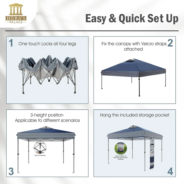 Alt view image 5 of 7 - 10x10ft Pop Up Canopy Tent Portable Outdoor Sun Shelters