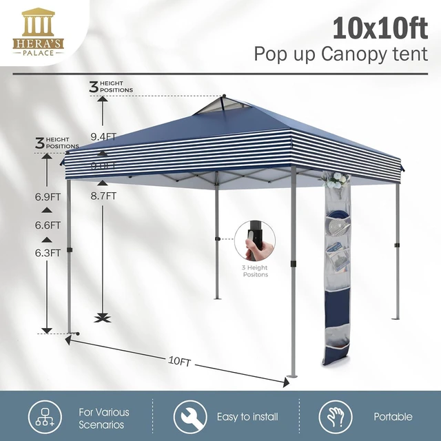 Alt view image 7 of 7 - 10x10ft Pop Up Canopy Tent Portable Outdoor Sun Shelters