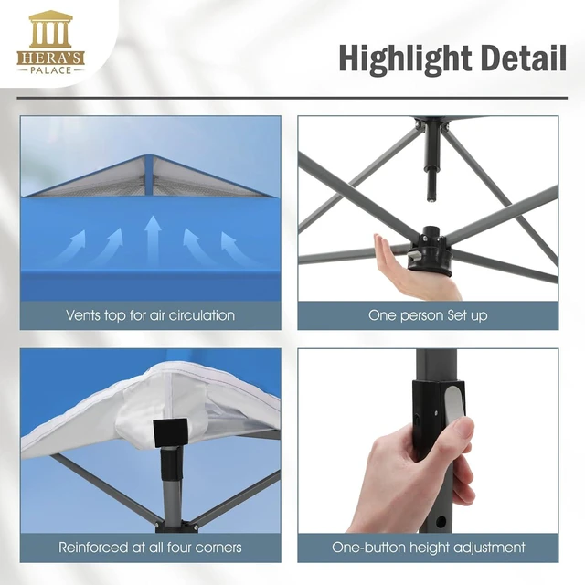 Alt view image 3 of 7 - 10x10ft Pop Up Canopy Tent Portable Outdoor Sun Shelters
