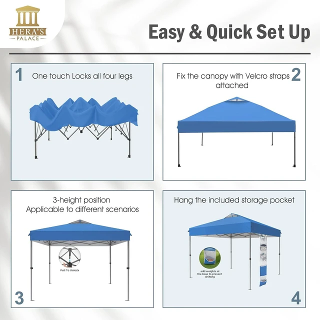 Alt view image 5 of 7 - 10x10ft Pop Up Canopy Tent Portable Outdoor Sun Shelters