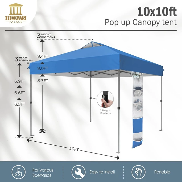 Alt view image 7 of 7 - 10x10ft Pop Up Canopy Tent Portable Outdoor Sun Shelters