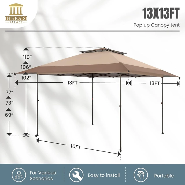 Alt view image 6 of 7 - 13x13ft Pop Up Canopy Tent Instant Outdoor Canopies