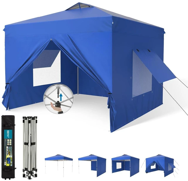 Main image of HERA'S PALACE Outdoor 10x10ft Pop Up Canopy Tent Instant Gazebo Shelter with Removable Sidewalls and Mesh Windows Waterproof for Camping Party Event Four Seasons 3 Height Position