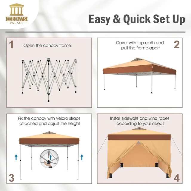 Alt view image 3 of 7 - 10x10ft Pop Up Canopy Tent Event Shade with Sidewalls