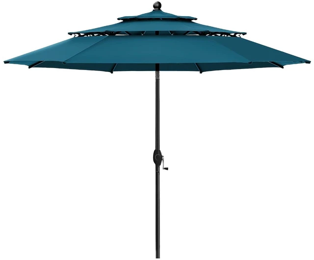 Main image of HERA'S PALACE 10 FT Patio Umbrella 3 Tiers Outdoor Large Umbrella with Ventilation Tilt Adjustment Patio Table Umbrella for Pool Garden, Cerulean