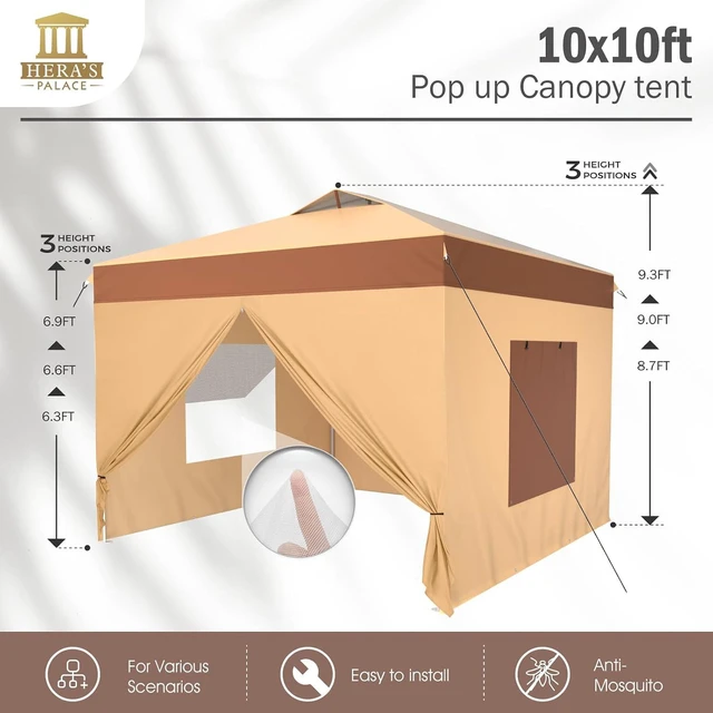 Alt view image 6 of 7 - 10x10ft Pop Up Canopy Tent Event Shade with Sidewalls